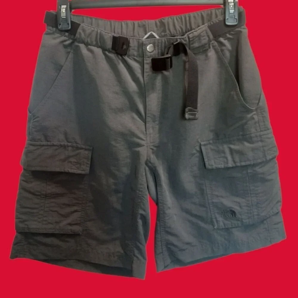 The North Face Mens Cargo Shorts Belted Lightweight Dark Gray Size Medium